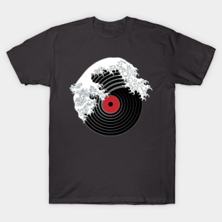 Dramabite The Great Wave of Music DJ Vinyl Record Turntable T-Shirt